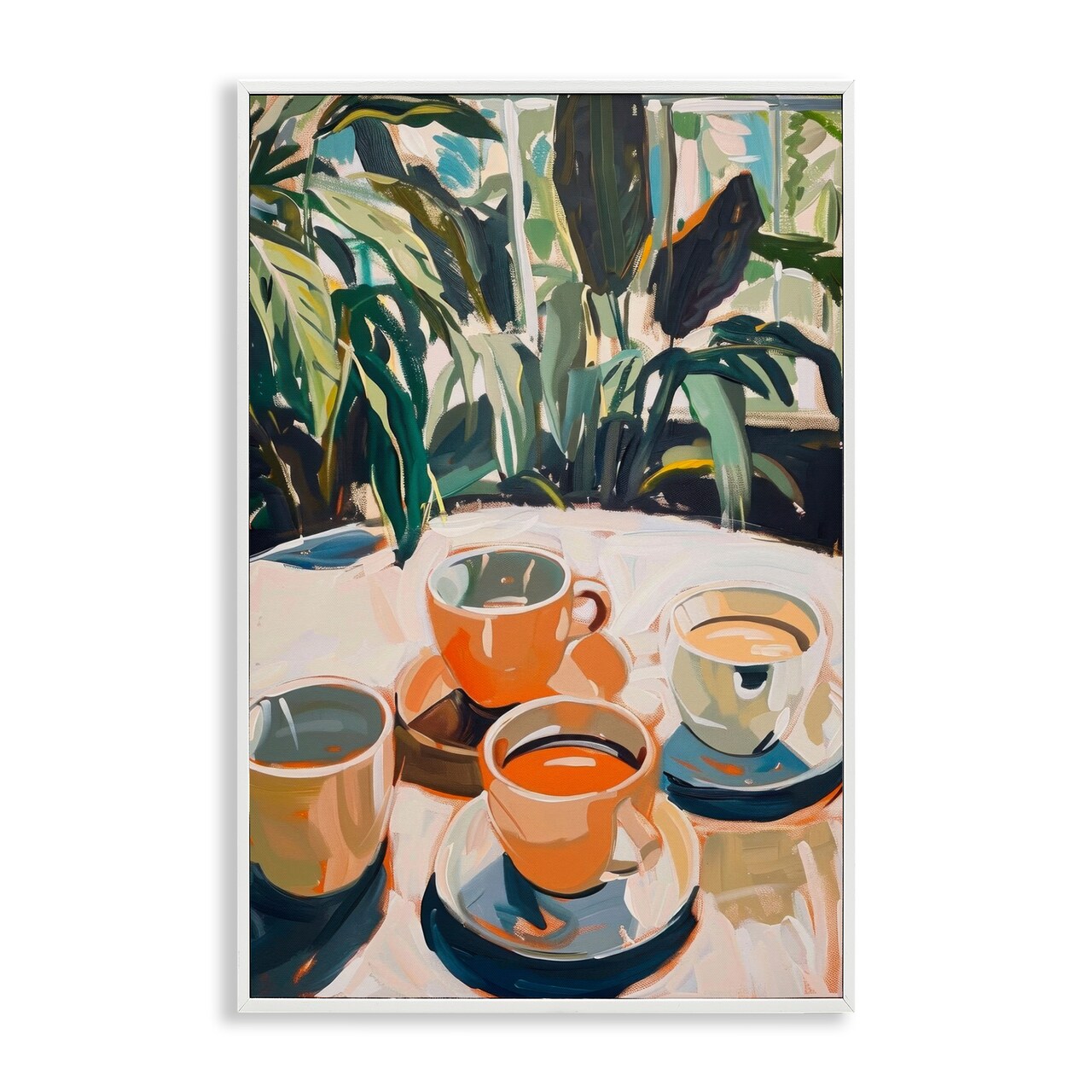 Stupell Industries Coffee Time Among Plants Framed Giclee Wall Art Design by LSR Design Studio